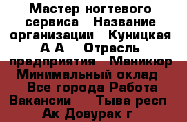 Мастер ногтевого сервиса › Название организации ­ Куницкая А.А. › Отрасль предприятия ­ Маникюр › Минимальный оклад ­ 1 - Все города Работа » Вакансии   . Тыва респ.,Ак-Довурак г.